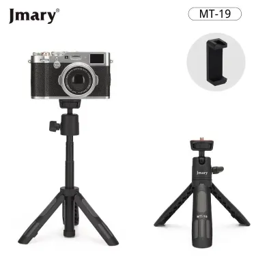 Jmary MT 19 Mini Tripod Stand with Universal Mobile Phone Holder and High Quality Aluminum Alloy Ball Head Black